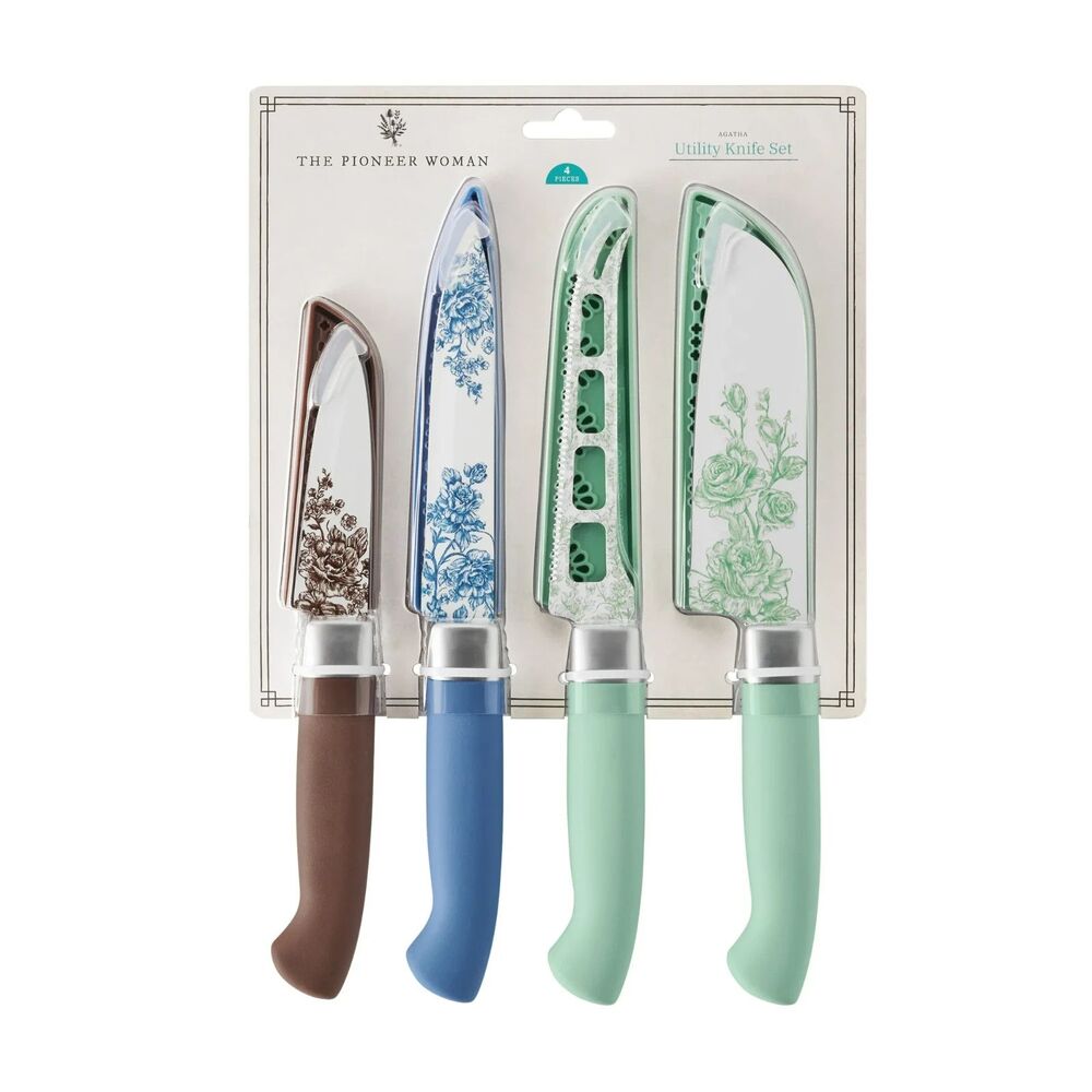 Pioneer Woman Agatha Utility Knife Set 4-Piece Stainless Steel Kitchen Gift NEW
